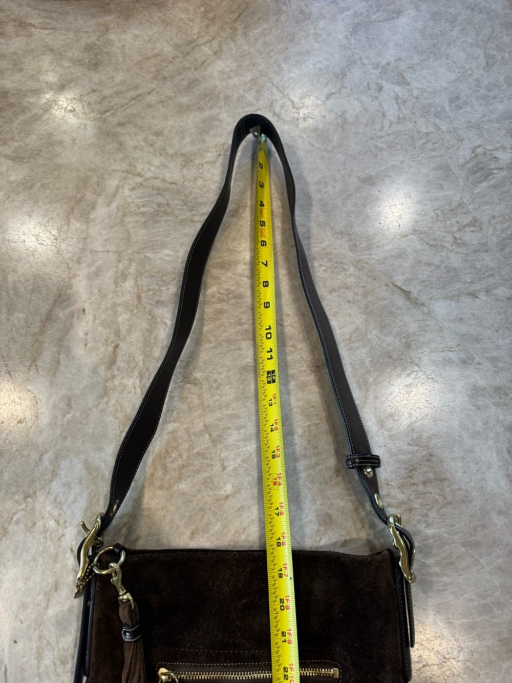 Vintage Coach Brown Suede Crossbody Bag with Tassel - Picture 9 of 9